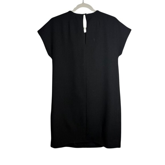 Kate Spade Black Pleated Shift Dress Size 4 Womens Short Sleeve Keyhole Back - Picture 4 of 6